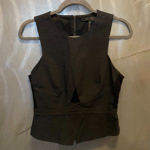 BCBG Black Cropped Sleeveless Peplum Top